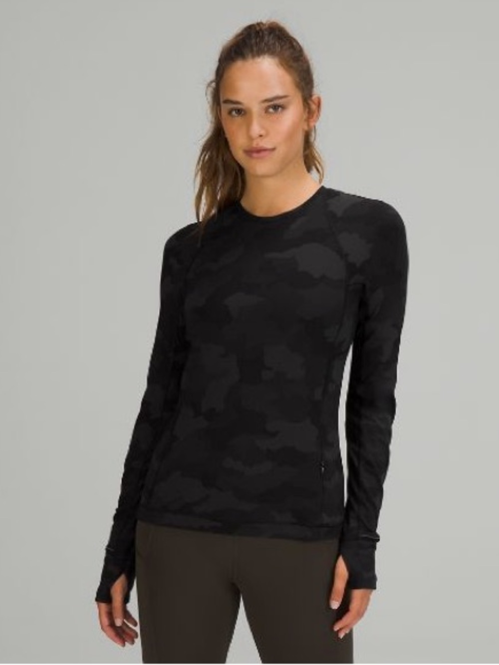LULULEMON Its Rulu Run Long Sleeve Shirt Heritage 365 Camo Deep Coal Multi